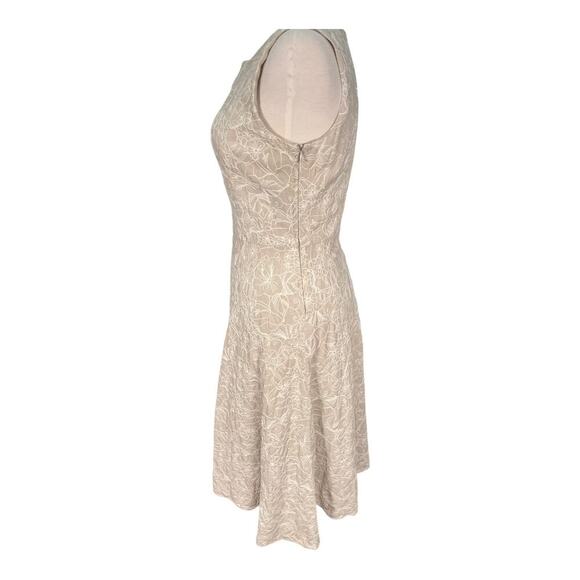 Adrianna Papell Linen Blend Dress Fit-and-Flare Light Weight Floral Embroidered - Picture 6 of 11